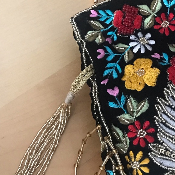 Ramla Embroidery Pouch Bag Womens Black Mumbai Handmade - Picture 9 of 15